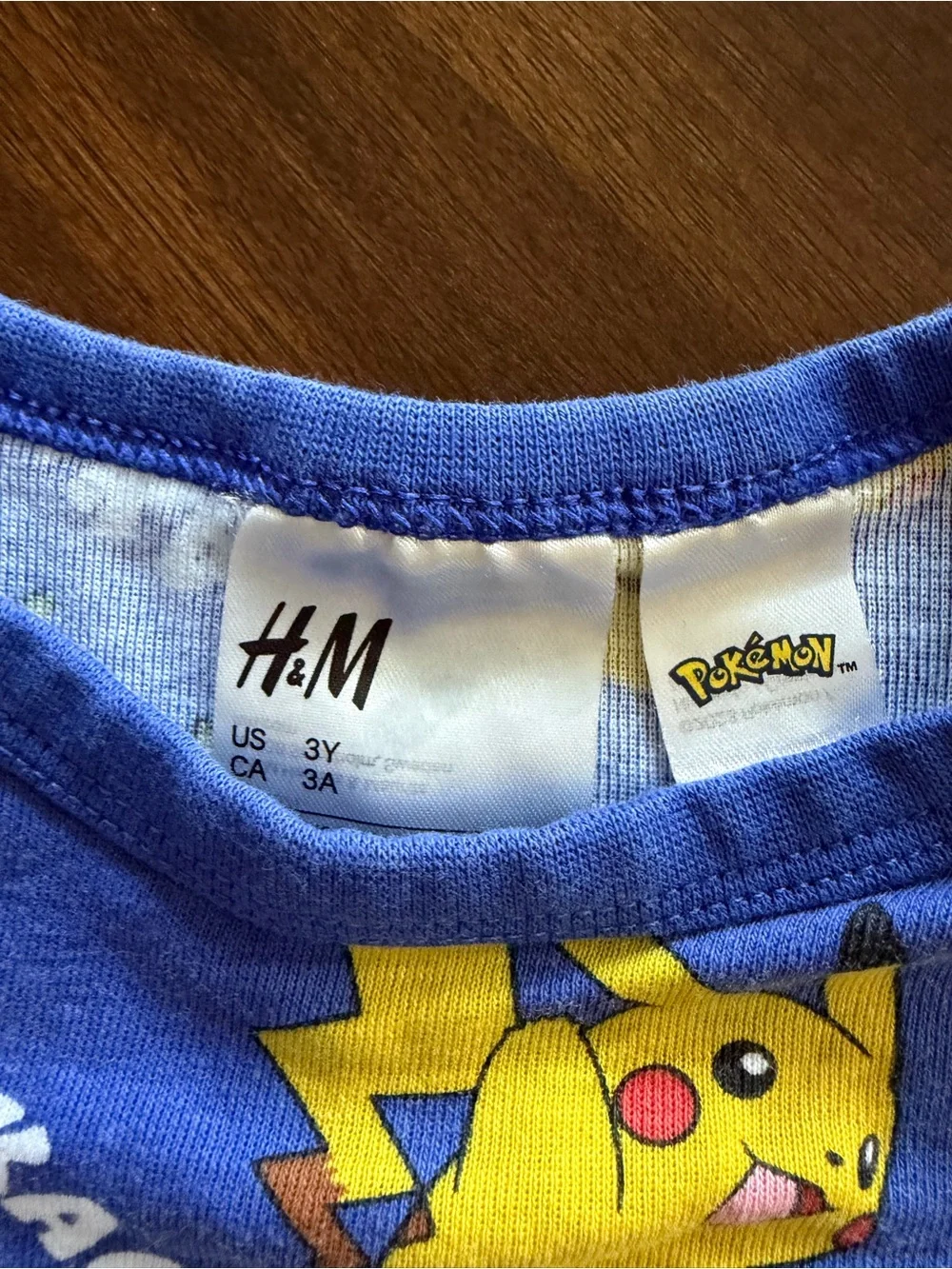 H&M Blue and Yellow Pikachu Kids Short Pajama Set